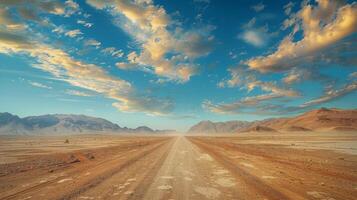 Sun Setting Over Dirt Road photo