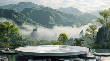 Round Table on Rocky Hillside photo