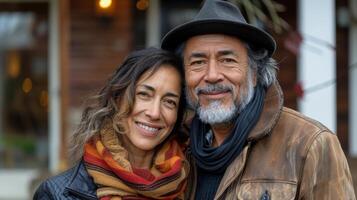 hombre y mujer posando juntos foto