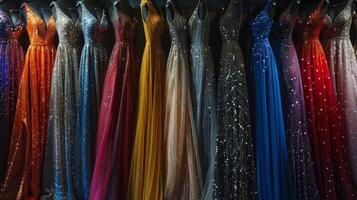 Group of Dresses Hanging on a Rack photo