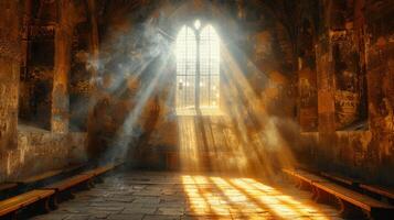 Sunlight Streaming Through Church Windows photo