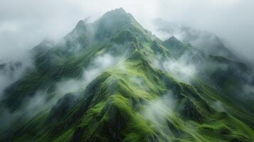 Snow-Covered Tall Mountain Under Cloudy Sky photo