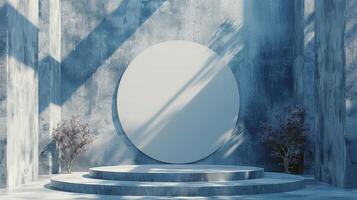 Circular Mirror on Cement Wall photo