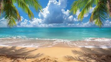 Palm Trees and Ocean at Beach photo