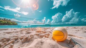Beach Ball on Sandy Beach photo