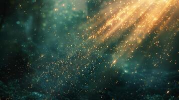 Abstract Green And Gold Background With Light Rays photo