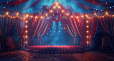 Empty Circus Tent At Night With Lights photo