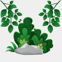 Bush with leaf and rocks vector