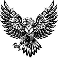 eagle with wings spread out in a woodcut style vector