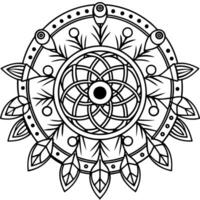 a coloring page with a black and white design of a circular design vector