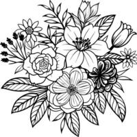 a black and white flower coloring page vector