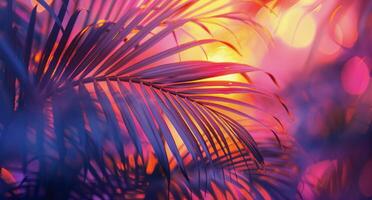 Palm Fronds In A Pink Sunset Glow photo