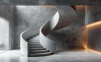 Modern Concrete Staircase In A Minimalist Interior Design photo