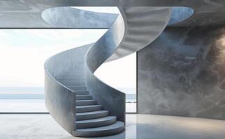 Modern Concrete Staircase In A Minimalist Interior Design photo