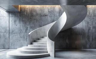 Modern Concrete Staircase In A Minimalist Interior Design photo