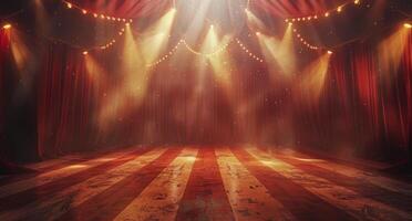 Empty Circus Tent Stage With Lights photo