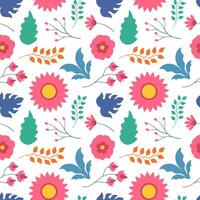 Floral Seamless Pattern Design Illustration with Blooming Branches and Leaf Flower in Hand-Drawn Cartoon Style Template vector