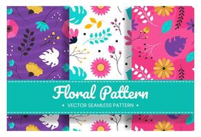Floral Seamless Pattern Design Illustration with Blooming Branches and Leaf Flower in Hand-Drawn Cartoon Style Template vector