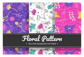 Floral Seamless Pattern Design Illustration with Blooming Branches and Leaf Flower in Hand-Drawn Cartoon Style Template vector