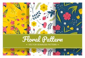Floral Seamless Pattern Design Illustration with Blooming Branches and Leaf Flower in Hand-Drawn Cartoon Style Template vector