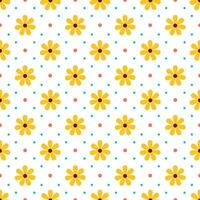 Floral Seamless Pattern Design Illustration with Blooming Branches and Leaf Flower in Hand-Drawn Cartoon Style Template vector