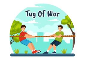 Tug of War Illustration with People Pulling Opposite Ends of a Rope in a Business Competition or Other in Flat Style Cartoon Background vector