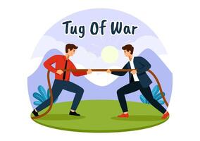 Tug of War Illustration with People Pulling Opposite Ends of a Rope in a Business Competition or Other in Flat Style Cartoon Background vector
