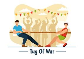Tug of War Illustration with People Pulling Opposite Ends of a Rope in a Business Competition or Other in Flat Style Cartoon Background vector
