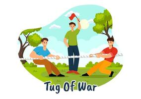 Tug of War Illustration with People Pulling Opposite Ends of a Rope in a Business Competition or Other in Flat Style Cartoon Background vector