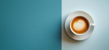 Coffee and Succulents on a Blue Background photo