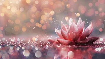 Pink Water Lily Flower Floating on Water With Bokeh Background photo