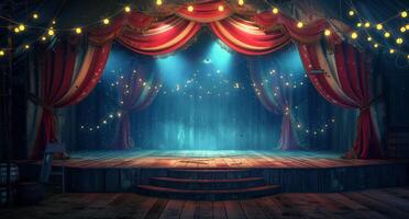 Empty Circus Tent At Night With Lights photo