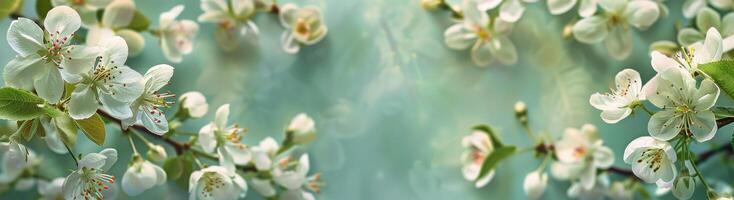 Delicate White Blossoms Blooming on a Spring Branch photo