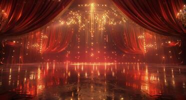 Empty Stage In Red And Gold Ornate Theater photo