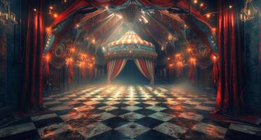 Empty Stage In Red And Gold Ornate Theater photo