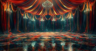 Empty Stage In Red And Gold Ornate Theater photo