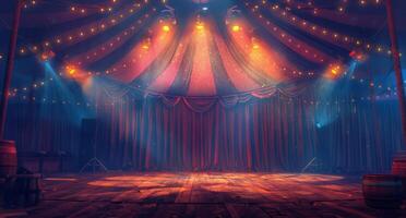 Empty Circus Tent Stage With Lights photo