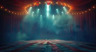 Empty Circus Tent Stage With Lights photo