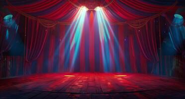 Empty Circus Tent Stage With Lights photo