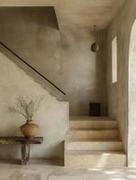 Modern Terrazzo Staircase With Black Railing In Interior Home Design photo