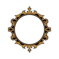 Simple circle Ornament frame border Vintage with gold color vector