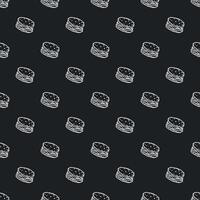 Seamless burger pattern. Drawn hamburger background. Doodle hand drawn hamburger illustration vector
