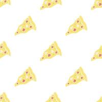 Seamless pizza pattern. Doodle pizza background. Hand drawn illustration with pizza icons. Fast food pattern vector