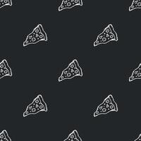 Seamless pizza pattern. Doodle pizza background. Hand drawn illustration with pizza icons. Fast food pattern vector