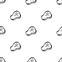 Seamless steak pattern. Drawn meat background vector