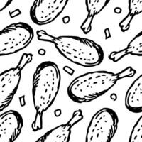 Seamless pattern with chicken legs. meat background. Doodle chicken legs icons. Seamless meat pattern vector