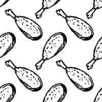 Seamless pattern with chicken legs. meat background. Doodle chicken legs icons. Seamless meat pattern vector