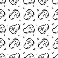 Seamless steak pattern. Drawn meat background vector