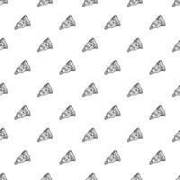 Seamless pizza pattern. Doodle pizza background. Hand drawn illustration with pizza icons. Fast food pattern vector