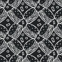 Seamless burger pattern. Drawn hamburger background. Doodle hand drawn hamburger illustration vector